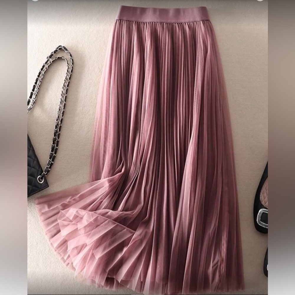 Elegant  dusty Purple Pleated Skirt